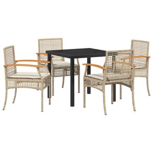 vidaXL Gar&eth;ur bor&eth;sett 5 pcs Drapplita&eth;ur p&oacute;l&yacute;rattan