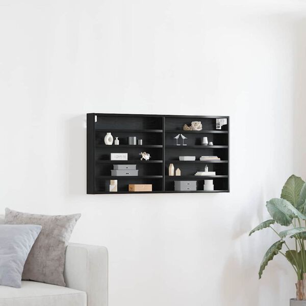 vidaXL S&yacute;ningark&aelig;fa Svartur Eik 100 x 8,5 x 50 cm Samsettur vi&eth;ur