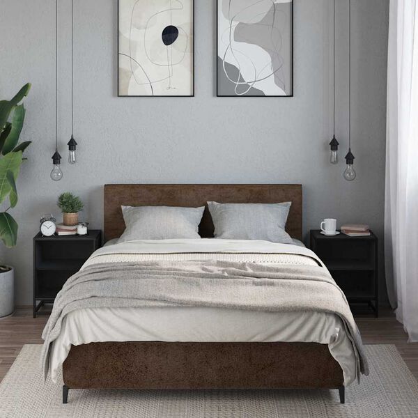 vidaXL n&aacute;ttbor&eth;ssk&aacute;par 2 stk Svartur Hanna&eth;ur vi&eth;ur og m&aacute;lmur