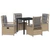 vidaXL Gar&eth;ur bor&eth;sett 5 pcs Beige og lj&oacute;sgr&aacute;r p&oacute;l&yacute;rattan