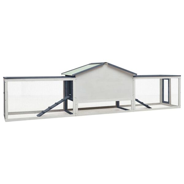 vidaXL Kanínukofi Grár 310x70x87 cm Gegnheil Fura og Þinur