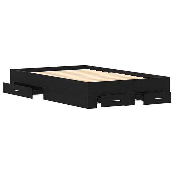 vidaXL Ramsv&iacute;k me&eth; sk&uacute;ffu Svartur Eik 120 x 200 cm Samsettur vi&eth;ur