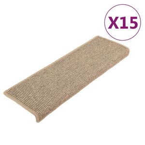 vidaXL Stigamottur 15 stk 65x21x4 cm d&ouml;kkbeisar r&eacute;tthyrndar br&uacute;nir