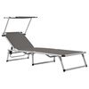 312460 vidaXL Folding Sun Loungers with Roof 2 pcs Aluminium&Textilene Grey