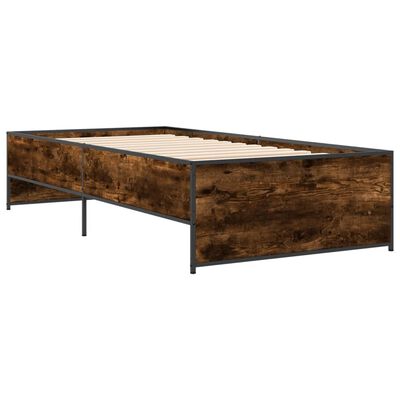 vidaXL Rúmgrind Reyktóna Eikarlitur 75x190cm Samsettur Viður og málmur