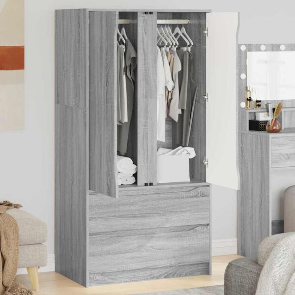 vidaXL Cabinet me&eth; sk&uacute;ffu Gr&aacute;r Sonoma 79,5 x 49 x 156 cm Verkefnavi&eth;ur