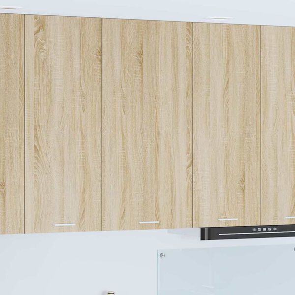 vidaXL Vegghengdur sk&aacute;pur me&eth; hur&eth; Sonoma eik og hv&iacute;t 50 x 31 x 100 cm