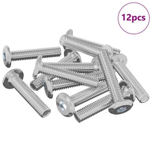 vidaXL L&aacute;sskr&uacute;fa Einlita 12 pcs Silfur M6 x 30 mm St&aacute;l