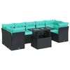 vidaXL 8 stykki gar&eth;s&oacute;fasett me&eth; p&uacute;&eth;um Black Poly Rattan Acacia