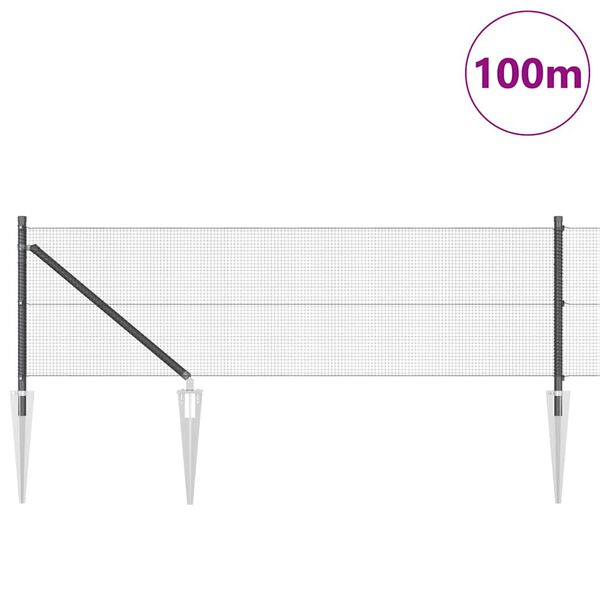 vidaXL Gir&eth;ingarp&oacute;stur Gr&aacute;r 100 x 0,4 m (12 x 12 mm net) St&aacute;l og PVC