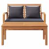 vidaXL Bekkur Br&uacute;nn og Dimmur gr&aacute;r 110 x 66 x 76 cm Solid teak vi&eth;ur