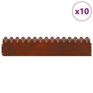 vidaXL Grasskantur 10 pcs Rusty 103 x 0,05 x 22 cm Ve&eth;ra&eth; st&aacute;l