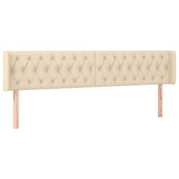 vidaXL LED h&ouml;fu&eth;gafl krem 203x16x78/88 cm Efni