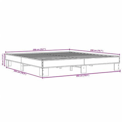 vidaXL Rúmgrind án Dýnu Reyktóna Eikarlitur 200x200 cm