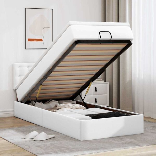 vidaXL Ottoman R&uacute;m me&eth; D&yacute;nu Hv&iacute;tt 100x200cm Gervile&eth;ur