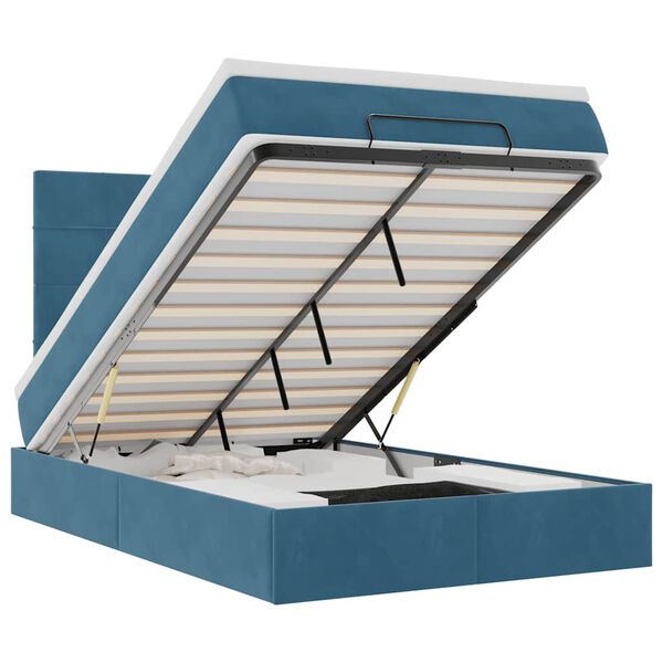 vidaXL Ottoman r&uacute;mgrind me&eth; d&yacute;num D&ouml;kkbl&aacute;r 120x190cm Flauel