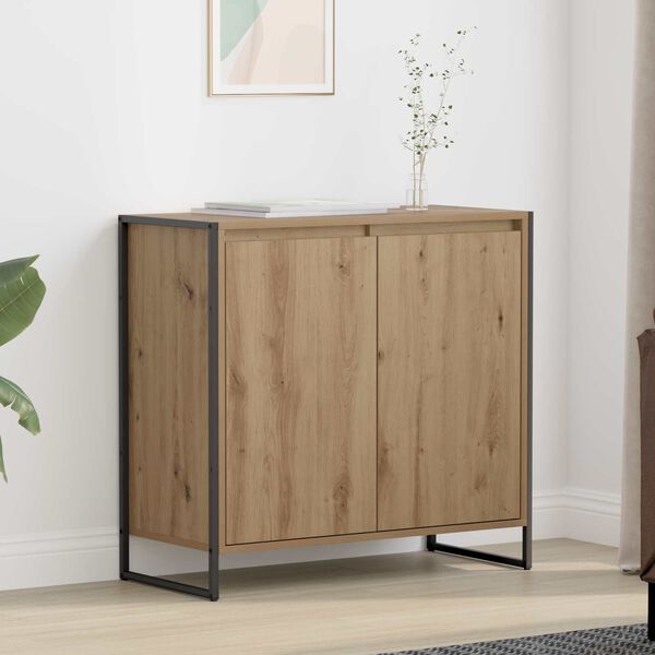 vidaXL Hli&eth;arsk&aacute;pur Listama&eth;ur Eik 79 x 36 x 75 cm Samsettur vi&eth;ur