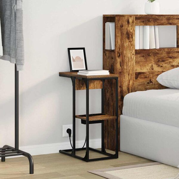 vidaXL Noat&ouml;flu sk&aacute;pur Rau&eth;-eik 41,5 x 26 x 60,5 cm Samsettur vi&eth;ur