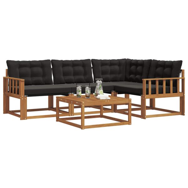 vidaXL &Uacute;ti s&oacute;fasett me&eth; p&uacute;&eth;i 5 pcs N&aacute;tt&uacute;rulegur og svartur