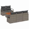 vidaXL Gar&eth;s&oacute;fa sett me&eth; p&uacute;&eth;i 6 pcs Gr&aacute;r p&oacute;l&yacute;rattan