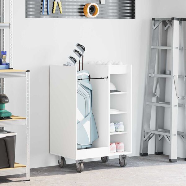 vidaXL Golf sk&aacute;pur me&eth; hj&oacute;l Einlita Hv&iacute;tt 65 x 45 x 98 cm