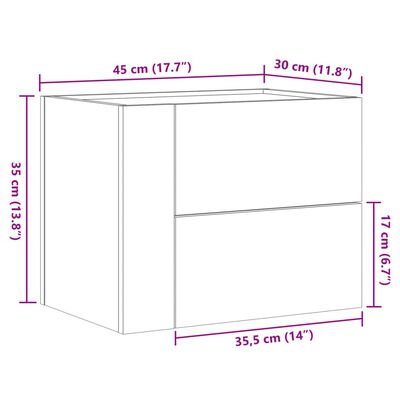 vidaXL Veggfestur Náttborð 2 stk Hvítur 45x30x35 cm