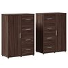 vidaXL Skenkir 2 stk. Br&uacute;nn Eikarlitur 60x31x84 cm Samsettur Vi&eth;ur