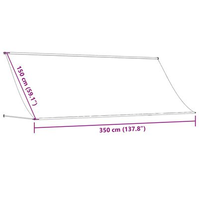 vidaXL Útdraganleg Markísa 350x150 cm Rjómahvítt Efni og Stál