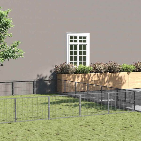 vidaXL Hundabyrgi Silfur 48 m&sup2; St&aacute;l