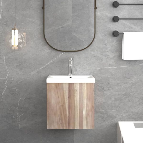 vidaXL Vegghengdur Ba&eth;herbergissk&aacute;pur 41x38x40 cm Gegnheill Tekkvi&eth;ur