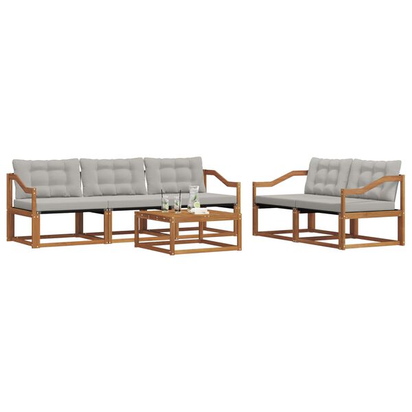 vidaXL &Uacute;ti s&oacute;fasett me&eth; p&uacute;&eth;i 6 pcs N&aacute;tt&uacute;rulegt og Lj&oacute;st Gr&aacute;tt