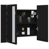 vidaXL LED Baðherbergisskápur með Spegli Svartur 60x12x45 cm Akrýll