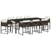 vidaXL Gar&eth;ur bor&eth;sett 9 pcs Br&uacute;nn p&oacute;l&yacute;rattan