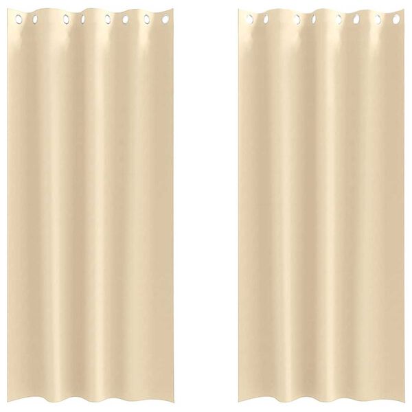 vidaXL Svartgard&iacute;nur me&eth; hringjum 2 pcs Rj&oacute;malitur 225 x 140 cm