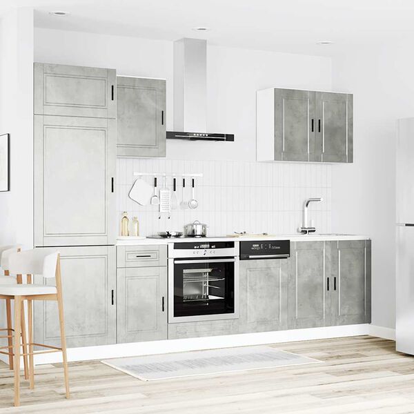 vidaXL 7 stykkja eldh&uacute;ssk&aacute;pasett Porto Steinsteypa gr&aacute;r verkfr&aelig;&eth;ingur