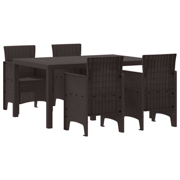 vidaXL Garður borðsett 5 pcs Brúnn Polt rattan