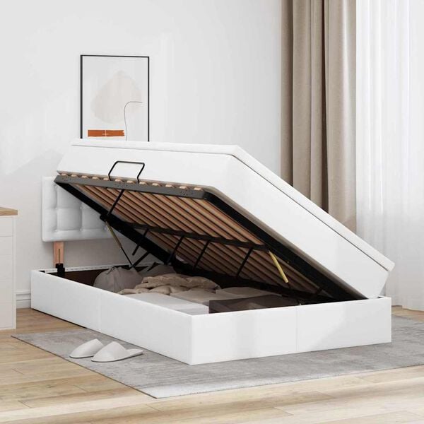 vidaXL R&uacute;m me&eth; geymslur&yacute;mi og d&yacute;nu Hv&iacute;tt 120 x 190 cm Gervile&eth;ur