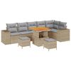 vidaXL Gar&eth;s&oacute;fa sett me&eth; p&uacute;&eth;i 9 pcs Beige og lj&oacute;sgr&aacute;r p&oacute;l&yacute;rattan
