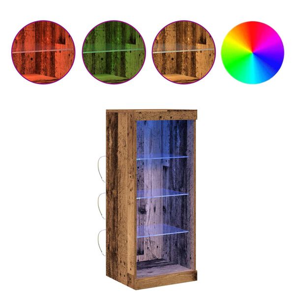 vidaXL LED Hli&eth;arsk&aacute;pur Gamalt timbur 41 x 37 x 100 cm Samsettur vi&eth;ur