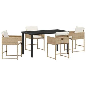 vidaXL Gar&eth;ur bor&eth;sett 5 pcs Drapplita&eth;ur p&oacute;l&yacute;rattan