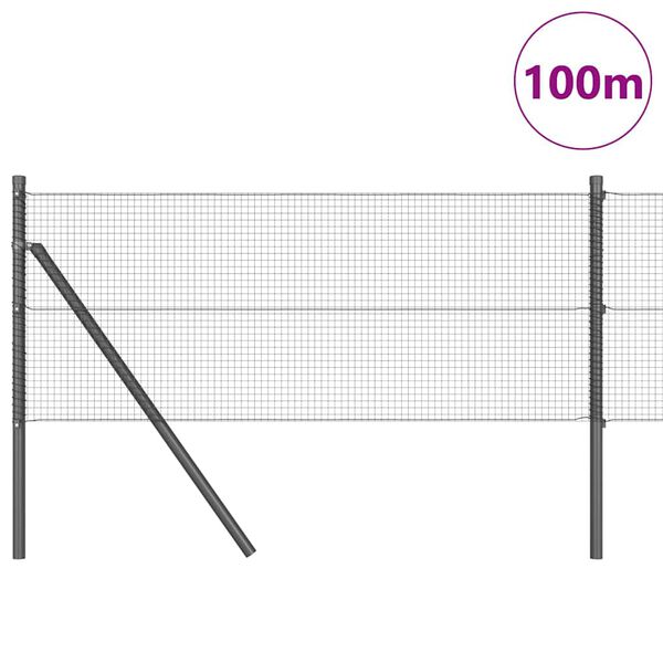 vidaXL Gir&eth;ingarp&oacute;stur Gr&aacute;r 100 x 0,4 m (16 x 16 mm &thorn;r&aacute;&eth;) St&aacute;l og PVC