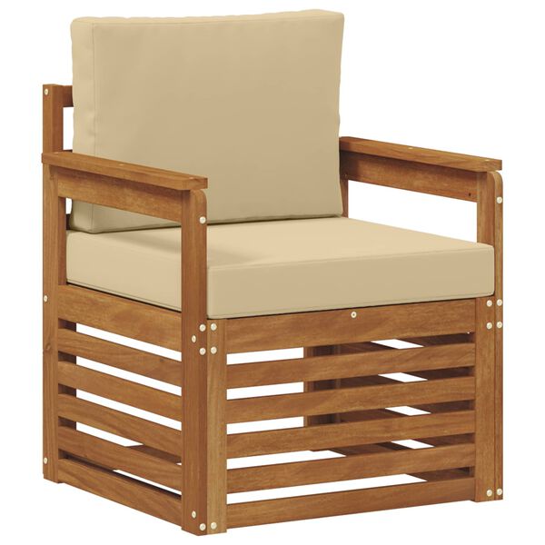 vidaXL &Uacute;ti s&oacute;fasett Solid Akas&iacute;uskei&eth; og P&oacute;lyester N&aacute;tt&uacute;rulegur