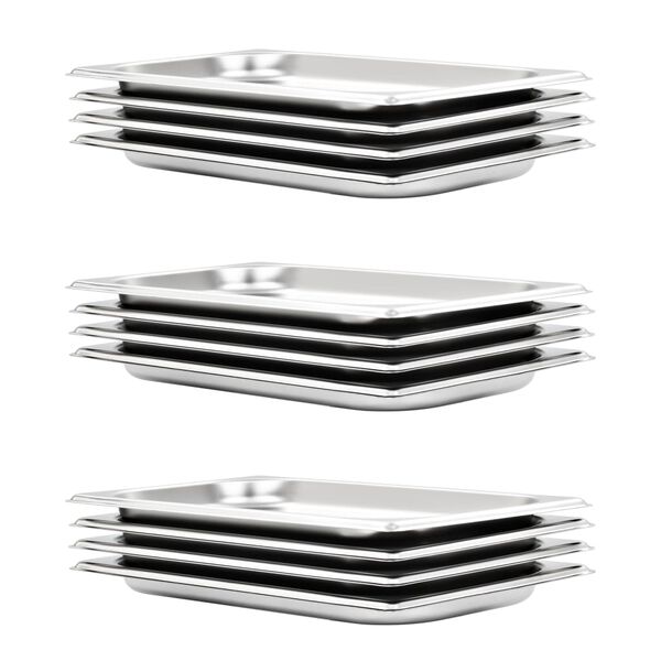 vidaXL Gastrobakkar 12 stk GN 1/3 20 mm Ryðfrítt Stál