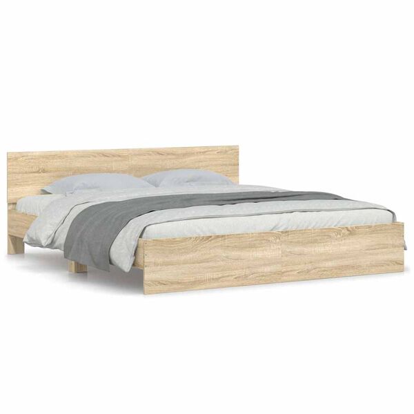 vidaXL R&uacute;mgrind &aacute;n D&yacute;nu Sonoma Eikarlitur 180x200 cm