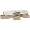 vidaXL Gar&eth;s&oacute;fa sett me&eth; geymslu 7 pcs Drapplita&eth;ur Poly rattan