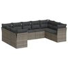 vidaXL 9 Hluta Gar&eth;s&oacute;fasett me&eth; Sessum Gr&aacute;tt P&oacute;l&yacute;rattan