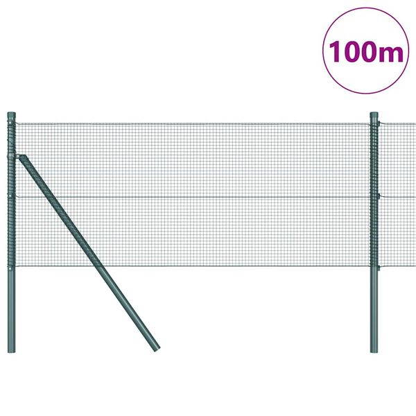 vidaXL Gir&eth;ingarp&oacute;stur Gr&aelig;nn 100 x 0,4 m (12 x 12 mm net) St&aacute;l og PVC