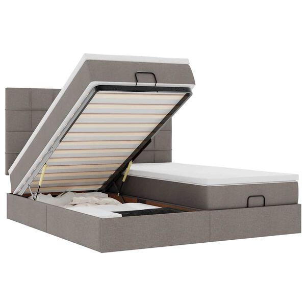 vidaXL Ottoman r&uacute;mgrind me&eth; d&yacute;num Taupe 180x200cm Efni