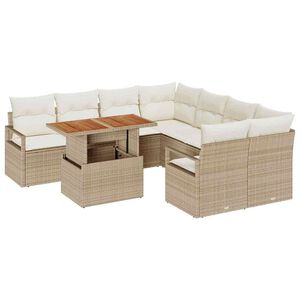vidaXL Gar&eth;ur bor&eth;sett me&eth; p&uacute;&eth;i me&eth; kodda 9 pcs Beige og krem