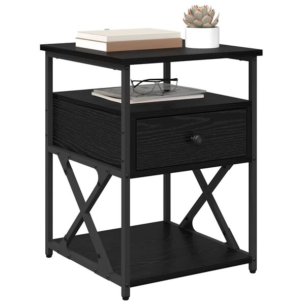 vidaXL Noat&ouml;flu sk&aacute;pur Svartur Eik 40 x 42 x 55 cm Samsettur vi&eth;ur